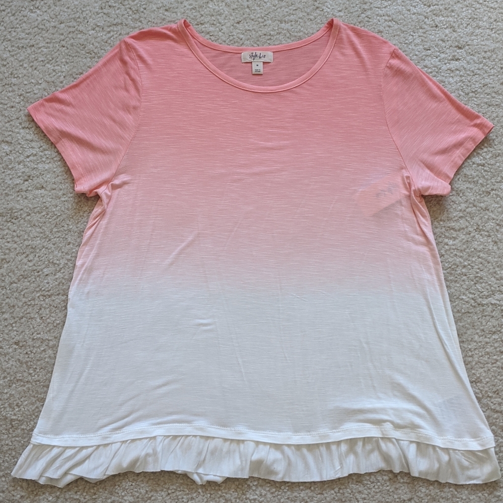 NWT Women's Size M Ombre Pink/white top